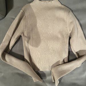 Alice + Olivia Tan Cropped Turtleneck